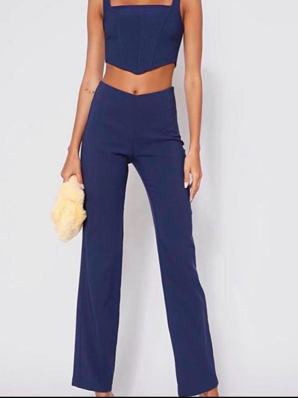 Tiger Mist Navy Wide-Leg High-Rise Pants